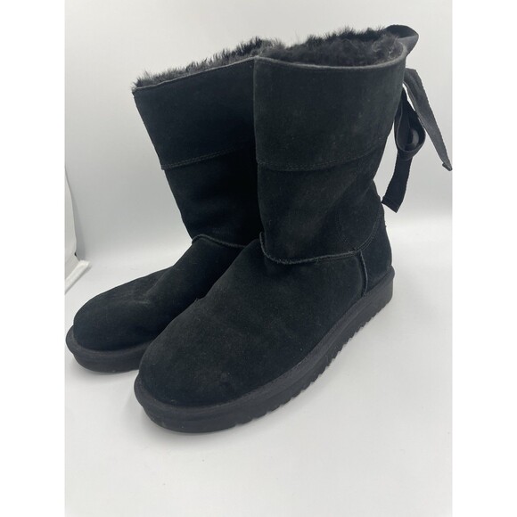 Koolaburra by Ugg Andrah Mid Calf Suede Faux Fur Lined Boots Womens Sz 8 Black - Picture 5 of 9